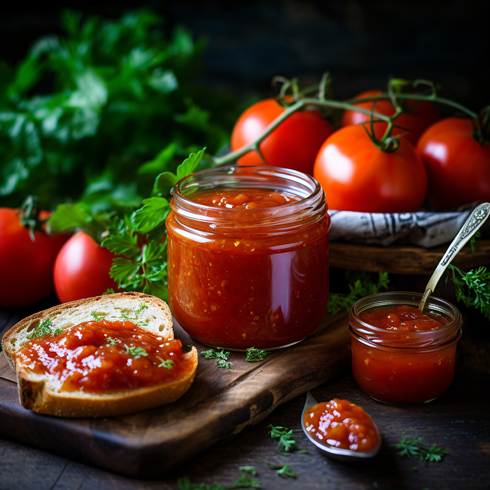 tomato-jam-in-jar-and-spread-on-toast