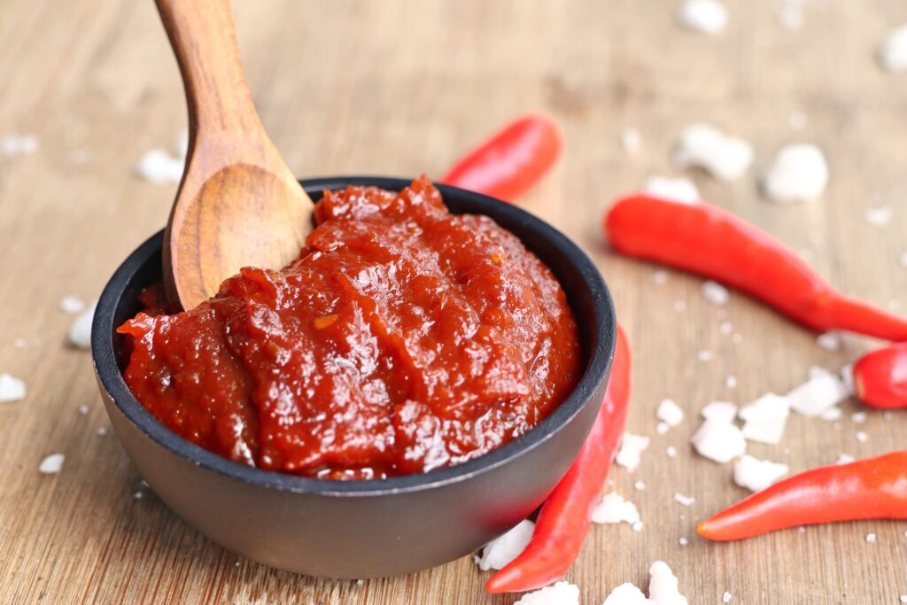korean red chili sauce in small bowl