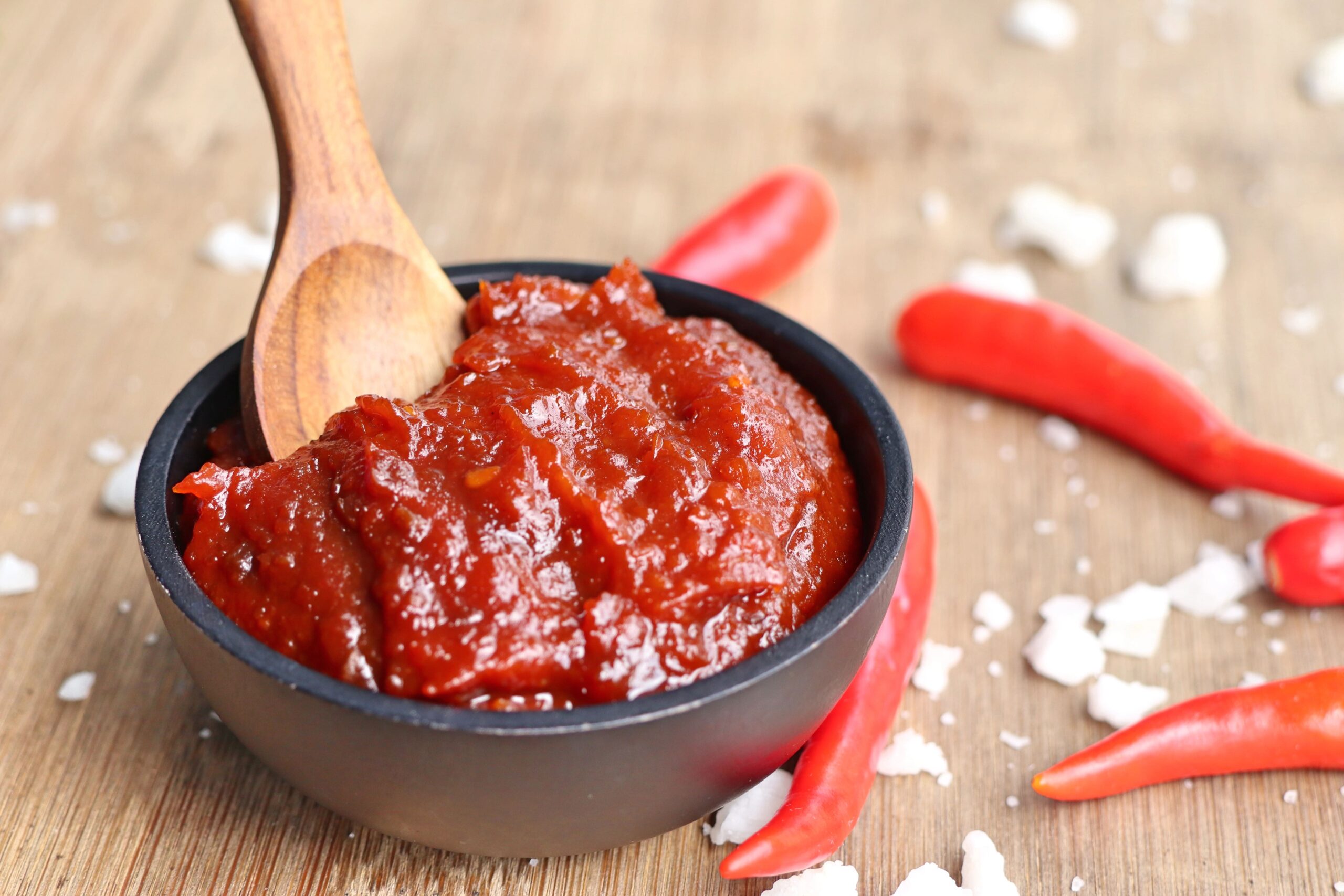 korean red chili sauce in small bowl