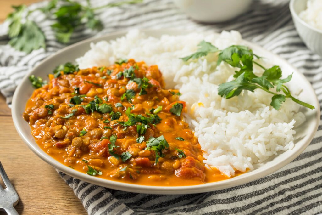 Indian curry with rice